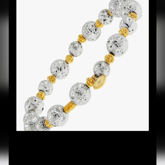 NEW Silpada "Blazing Stone"Lava Stone Bead Bracelet In Sterling Silver & Brass - Picture 6 of 6